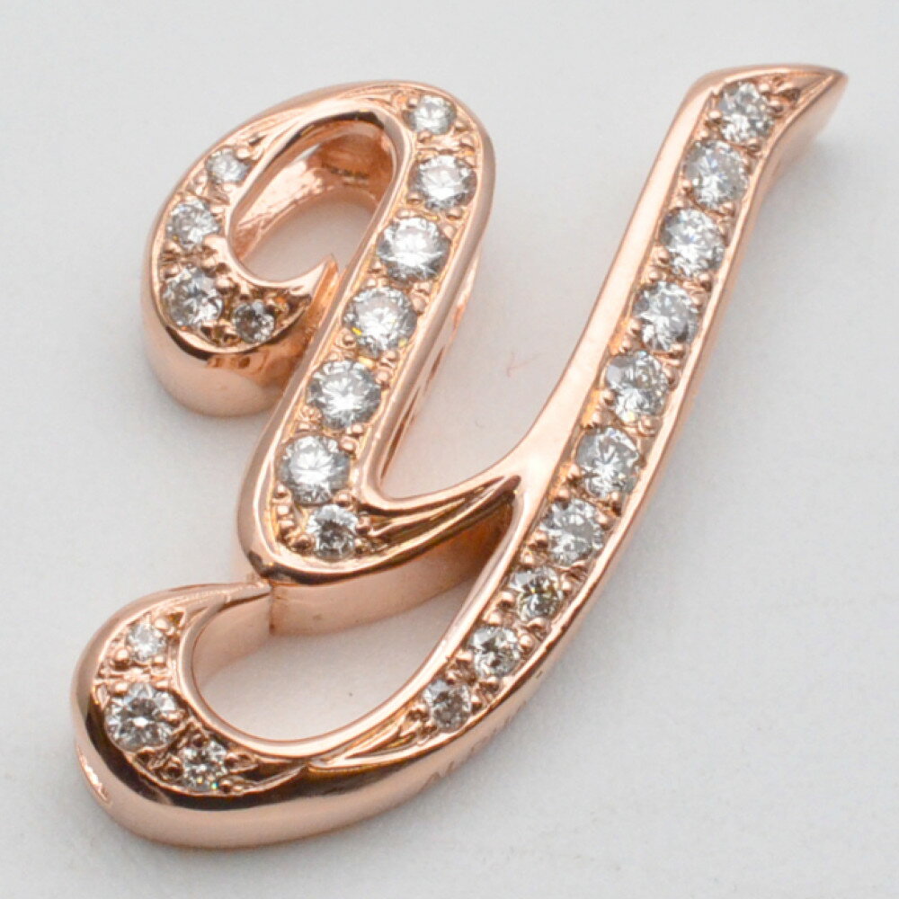 ゆきざき ALPHA イニシャルペンダントトップ Yモチーフ ピンクゴールド ダイヤモンド0.42ct Mサイズ ネックレストップ ジュエリー アクセサリー レ...