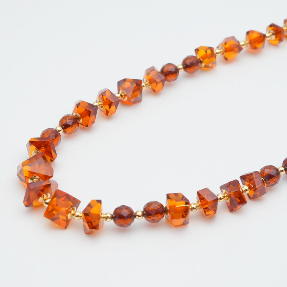 【楽天スーパーSALE 10%OFF 4日20:00~11日01:59】 久慈琥珀 クジコハク ネックレス アンバー×ゴールド K18 チェーン約42cm 重量...