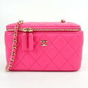 CHANEL シャネル AP1341 マトラッセ スモールバニティ キャビアスキン ピンク チェーンポーチ 化粧ポーチ ミニバッグ 【中古】