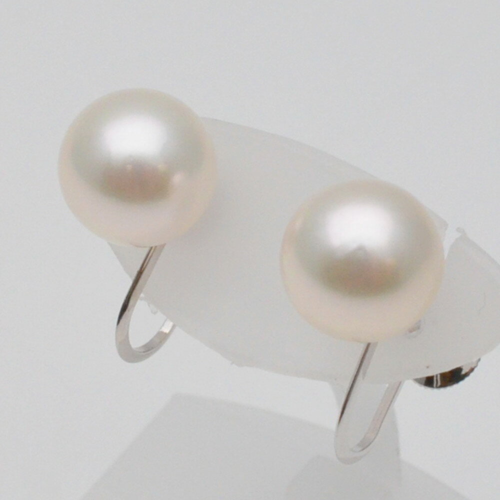 K18WG パールイヤリング ホワイトゴールド パールサイズ約9.0mm 真珠 ジュエリー アクセサリー レディース 【中古】