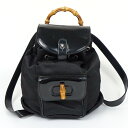 GUCCI グッチ 003.2058.0300.5 ミニバックパック バンブー ブラック ミニリュック ミニバッグ エナメル レディース 【中古】