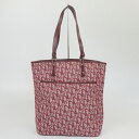 DIOR ディオール BM-0022 トロッター トートバッグ レッド系 赤 キャンバス×レザー 肩掛けバッグ ショルダー レディースバッグ 【中古】