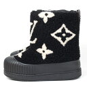 LOUIS VUITTON ルイヴィトン ポーラーライン モノグラムスノーブーツ ブラック×ホワイト シアリング 日本サイズ24.5cm程度 レディースブーツ ...
