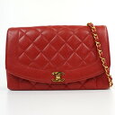CHANEL シャネル A01165 キャビアスキン ダイアナフラップ シングルチェーン レッド 赤 ゴールド金具 ショルダー 肩掛け ココマーク レディース ...