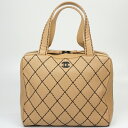 CHANEL シャネル A14693 ワイルドステッチトートバッグ ベージュ系 ココマーク レザー ハンドバッグ レディースバッグ 【中古】
