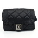 CHANEL シャネル A29847 ボディバッグ ブラック ナイロン製 ウエストバッグ 斜め掛けバッグ レディース 【中古】