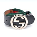 GUCCI グッチ 411924 H917N ダブルGバックル グリーン レッド シルバー金具 サイズ表記84・34 キャンバス×レザー メンズベルト 【中古】