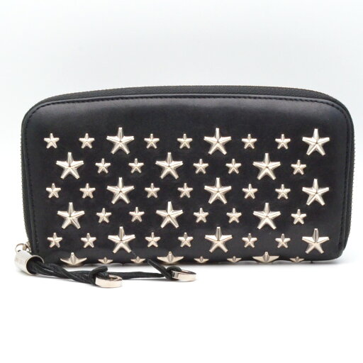 JIMMY CHOO ジミーチュウ FILIPA フィリパ スタースタッズラウンドファスナー長財布 ブラック×シルバースタッズ 星 メンズ レディース 【中古】 JIMMY CHOO ジミーチュウ FILIPA フィリパ スタースタッズラウンドファスナー長財布 ブラック×シルバースタッズ 星 メンズ レディース 【中古】