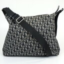 Christian Dior BO B 0014 キャンバスショルダーバッグ トロッター柄 グレー ブラック 斜め掛け 肩掛け レディースバッグ 【中古】