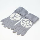 LOUIS VUITTON ルイヴィトン M94589 ニットグローブ LVメダリオン グリクレール グレー ウール100% 手袋 レディース手袋 ファッション...