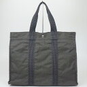 HERMES エルメス エールライントートGM グレー×ブラック系 トートバッグ キャンバスバッグ ビジネスバッグ メンズ レディース 【中古】