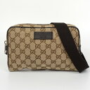 GUCCI グッチ 449174 ボディバッグ ベージュ ブラウン 茶 クロスボディ 斜め掛け GG柄 キャンバス×レザー メンズ レディース 【中古】