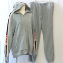 GUCCI グッチ 497250/497252 18S/S サイドラインセットアップ スウェット グレー系 XXLサイズ ジップパーカー スウェットパンツ メン...