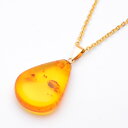 琥珀ネックレス イエロー系ブラウン バチカンK18 チェーン約45.5cm 重量約2.8g 首飾り ジュエリー アクセサリー メンズ レディース 【中古】