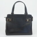FERRAGAMO フェラガモ AQ-21 0167 ガンチーニ ハンドバッグ ブラック 黒 シルバー金具 レザー レディース 【中古】