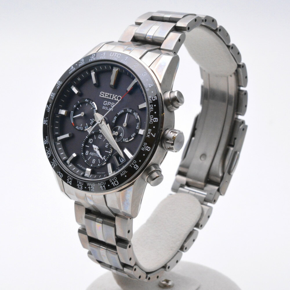 SEIKO セイコー　SBXC003　アストロンソーラーGPS衛星電波　ブラック　シルバー　ソーラーGPS衛星電波　時計　メンズ　【中古】