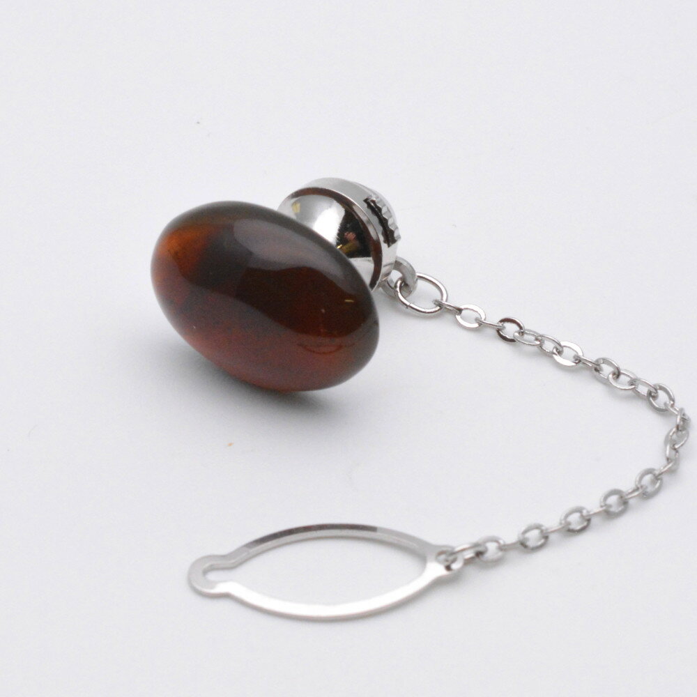 【楽天スーパーSALE 10%OFF 4日20:00~11日01:59】 久慈琥珀 クジコハク ネクタイピン アンバー ブラウン系 シルバー金具 アクセサリー ...