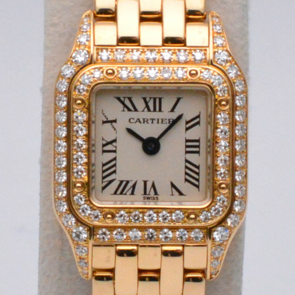 CARTIER　カルティエ　WF3141B9　ミニパンテール　K18　イエローゴールド　ダイヤベゼル　ホワイト文字盤　クォーツ　電池式　17mm　レディース時計　腕時計　【中古】のサムネイル
