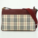 BURBERRY バーバリー ノバチェック ショルダーバッグ ベージュ×レッド 茶 赤 肩掛けバッグ 斜め掛けバッグ レディース 【中古】