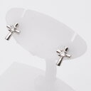 Pt900 ダイヤピアス プラチナ ダイヤモンド0.02ct×2 総重量約0.8g クロスモチーフ 十字架 ジュエリー アクセサリー メンズ レディース 【中古...