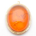 琥珀インタリオブローチ兼ペンダントトップ K18 アンバー ゴールド 総重量約13.6g ネックレスチャーム アクセサリー レディース 【中古】