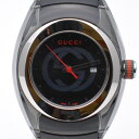 GUCCI グッチ YA137301/137.3 SYNC シンク ブラック 黒 クォーツ 電池式 36mm デイト表示 レディース時計 腕時計 【中古】