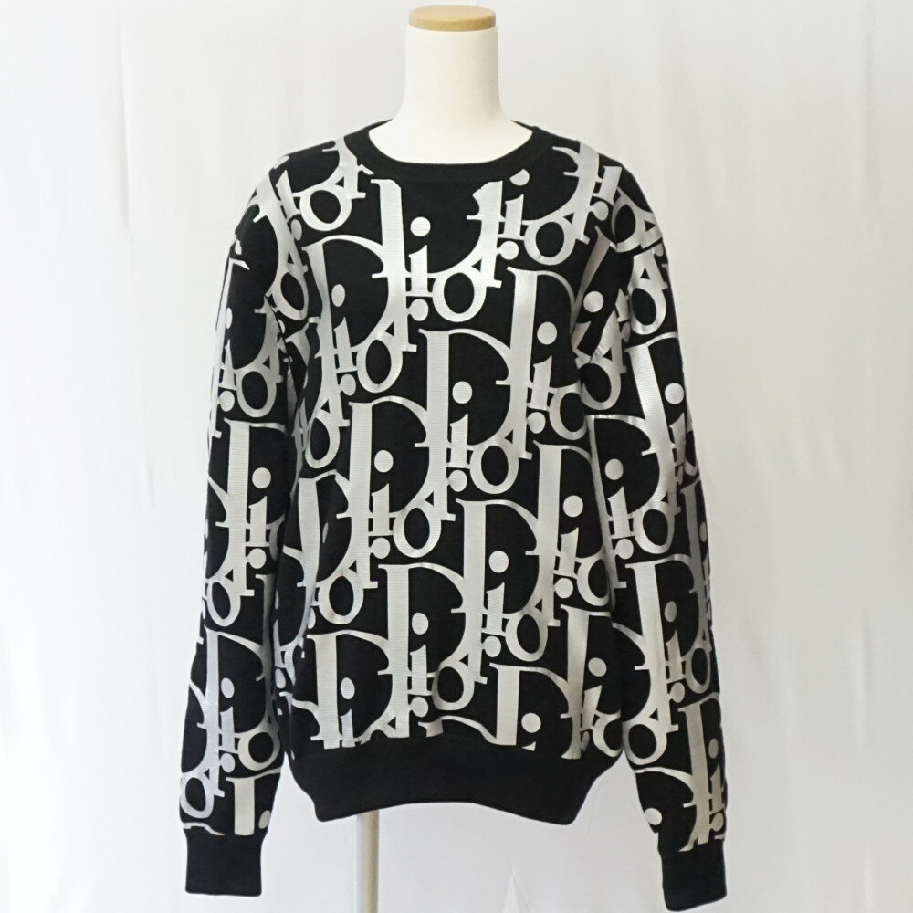 DIOR ディオール 113M630AT197 ウールニット ブラック×シルバー サイズ表記M ロゴ セーター メンズ レディース アパレル 【中古】