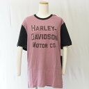 HARLEY-DAVIDSON ハーレーダビッドソン リンガーTシャツ パープル系×ブラック サイズ表記M コットン100% メンズTシャツ アパレル 【中古】