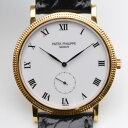 PATEK PHILIPPE パテックフィリップ 3919J-001 カラトラバ K18YG イエローゴールド ブラックレザーベルト 手巻き 33mm メンズ時計 腕時計 【中古】