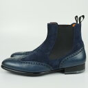 Santoni サントーニ スエードサイドゴアブーツ ネイビー 表記7 日本サイズ約27.3cm 靴 メンズ 【中古】