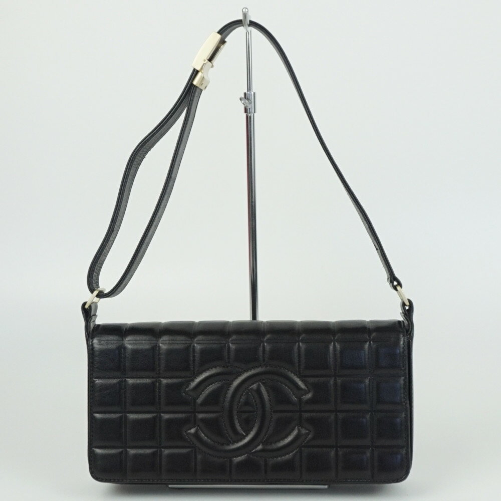 CHANEL シャネル A17370 チョコバーショルダーバッグ ブラック 黒 ラムスキン ショルダーバッグ 肩掛け ココマーク レディース 【中古】