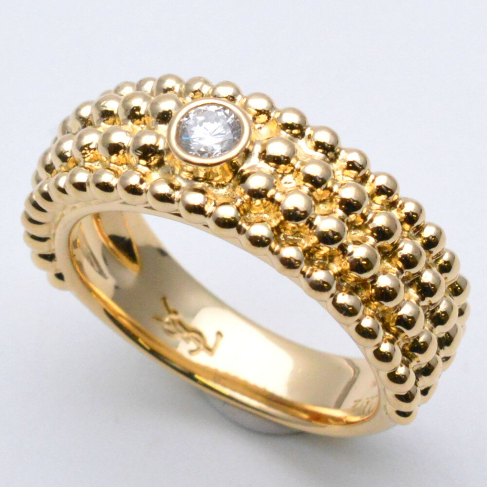 YSL サンローラン K18 ダイヤリング 金 ダイヤモンド0.12ct 約11号サイズ 重量約9.4g ジュエリー アクセサリー 指輪 メンズ レディース 【...