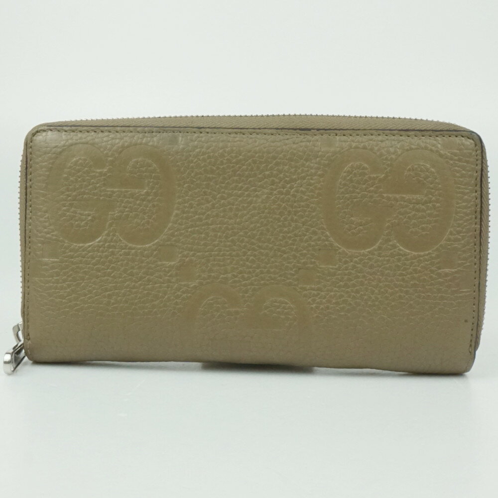 GUCCI　グッチ　739484　ジャンボGG ラウンドファスナー長財布　グレージュ系　GG柄　メンズ　レディース　【中古】(4)