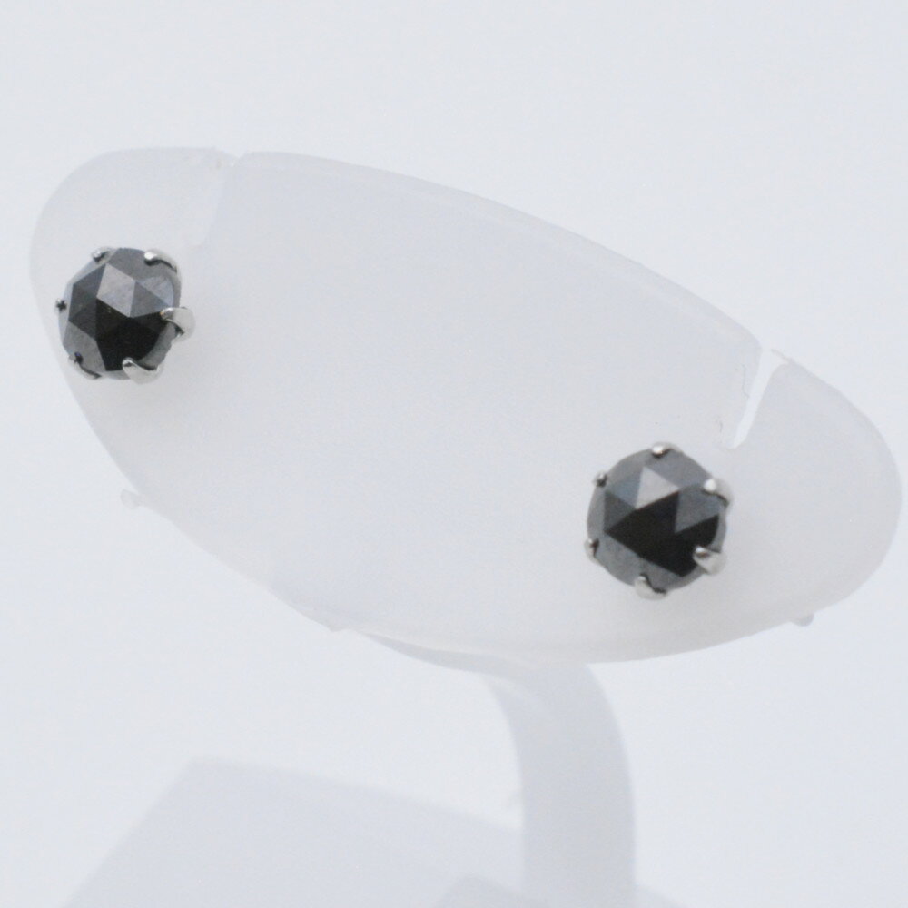 Pt900 ブラックダイヤピアス プラチナ ブラックダイヤ0.25ct×2 重量約0.4g(キャッチ込み) 耳飾り ジュエリー アクセサリー メンズ レディース 【中古】