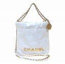 CHANEL シャネル CHANEL22 ミニ ハンドバッグ 2wayチェーンショルダー AS3980 シャイニーカーフスキン ホワイト ゴールド金具 【程度S...