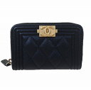 CHANEL シャネル ボーイシャネル コインカードケース ジップ コインパース マトラッセ ココマーク A80602 キャビアスキン グレインドカーフスキン ...