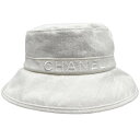 CHANEL シャネル バケットハット デニム ホワイト Mサイズ ロゴ 帽子 21SS 白【程度A】【中古】