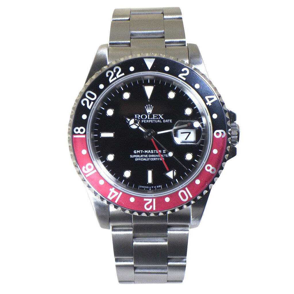 ROLEX ロレックス GMTマスターII 16710 X番(1991年製造) 自動巻 ブラック文字盤 ブラック×レッド コーク（赤×黒） トリチウム シングルバックル メンズ【程度A】【中古】