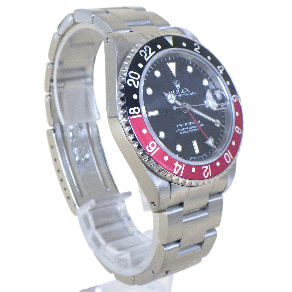 ROLEX ロレックス GMTマスターII 16710 X番(1991年製造) 自動巻 ブラック文字盤 ブラック×レッド コーク（赤×黒） トリチウム シングルバックル メンズ【程度A】【中古】