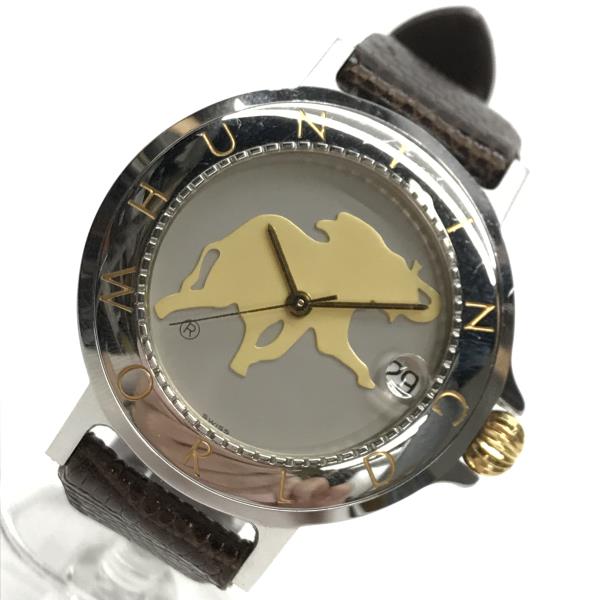 HUNTING WORLD ハンティングワールド 腕時計 HWM14 自動巻き 3針 アナログ シルバー文字盤 社外ベルト メンズ 紳士雑貨 管理RY19002276