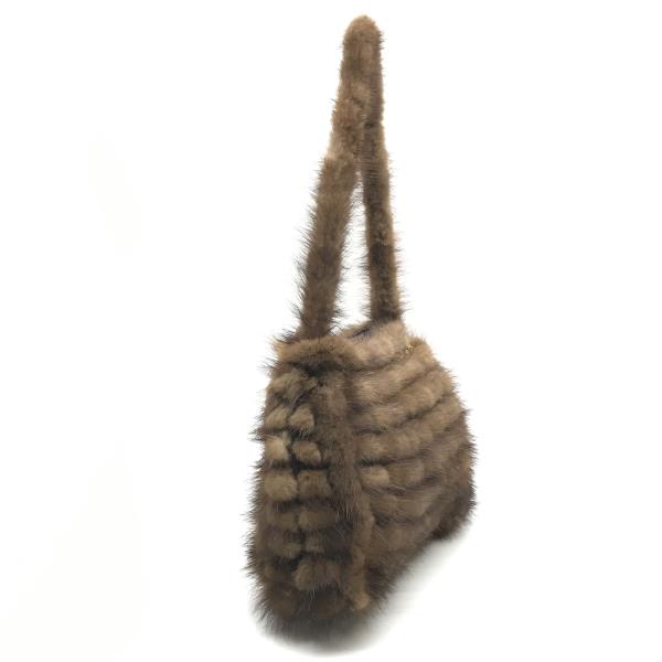 ミンク ハンドバッグ ショルダーバッグ 茶色 ブラウン もこもこ ファー 革製品 レディース 女性用 かばん ファスナー開閉 管理RY19004097