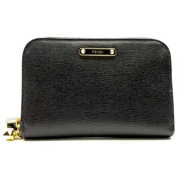 FENDI フェンディ コインケース 小銭入れ 財布 コンパクトウォレット カードケース ラウンドファスナー 黒 ブラック レザー レディース メンズ ブランド 管理RY21001730