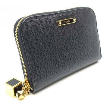 FENDI フェンディ コインケース 小銭入れ 財布 コンパクトウォレット カードケース ラウンドファスナー 黒 ブラック レザー レディース メンズ ブランド 管理RY21001730