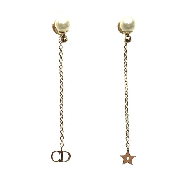 Dior ディオール TRIBALES ピアス アクセサリー ジュエリー ゴールドカラー 金色 パール スタッド チェーン レディース 管理RY21004235のサムネイル