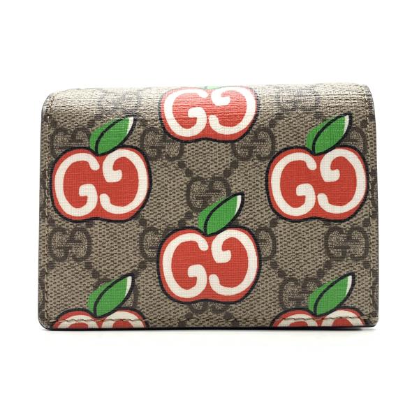 【SD】GUCCI グッチ GGアップルコレクション コンパクト ミニウォレット GGスプリーム りんご 財布 ベージュ 赤 レディース 管理RY21004760