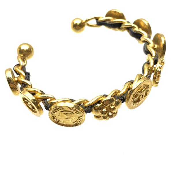 【220105SA0400012】CHANELシャネル付属品:CHANELシャネルコインオープンバングル96-Pヴィンテージブレスレットアクセサリージュエリーレディース管理RY21005323