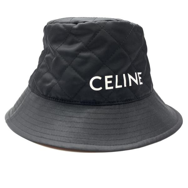 未使用 CELINE セリーヌ ナイロンツイル キルティング バケットハット ブラック 黒 オレンジ サイズM 帽子 タグ付き 管理RY22000940のサムネイル