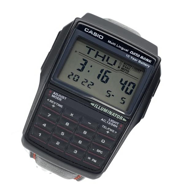 CASIO カシオ 腕時計 DBC-32 データバンク 社外ベルト 黒 ブラック デジタル クオーツ デイデイト カレンダー デイト 管理RY22001370