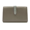 CELINE セリーヌ ラージ ストラップウォレット 財布 スナップボタン バイカラー グレージュ コインケース レザー 管理RY22004135
