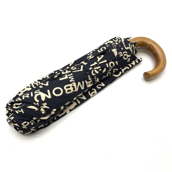 CHANEL シャネル 折りたたみ 傘 ロゴウッドシャネル ロゴ バイシーライン 黒 ブラック 綿 コットン レディース 日傘 管理RY23004555のサムネイル